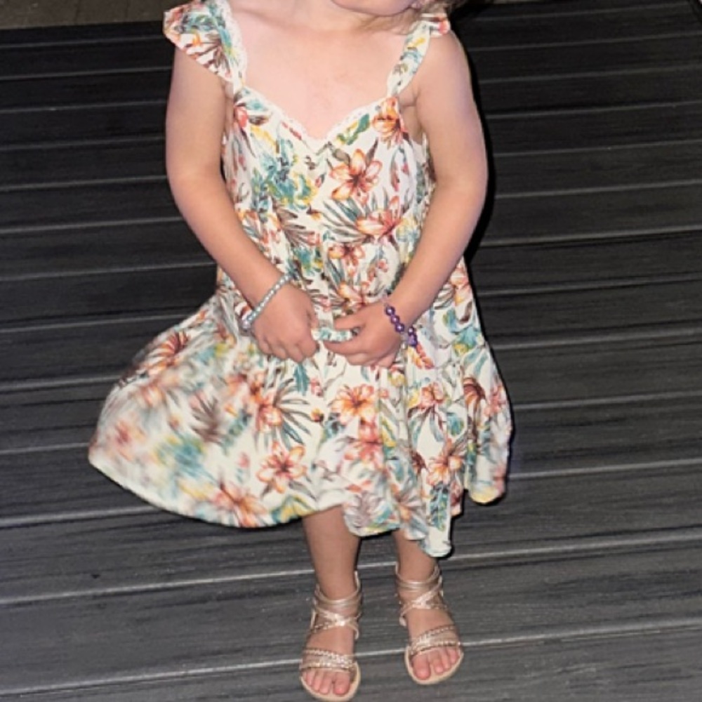 Tommy Bahama Cream Ruffled Tiered Sundress